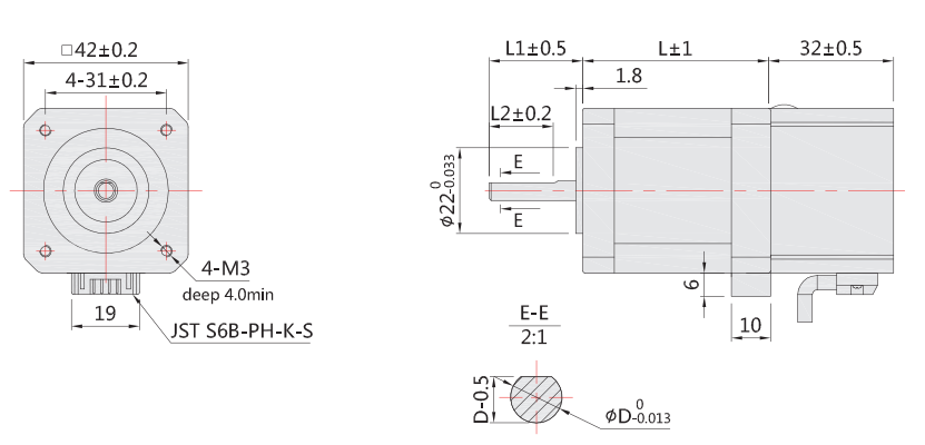 42剎車(chē)步進(jìn)電機(jī)外形尺寸圖 42剎車(chē)步進(jìn)電機(jī)外形尺寸圖