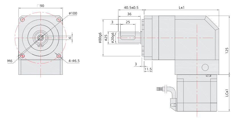 PZF86mm行星減速步進電機尺寸圖 PZF86mm行星減速步進電機尺寸圖